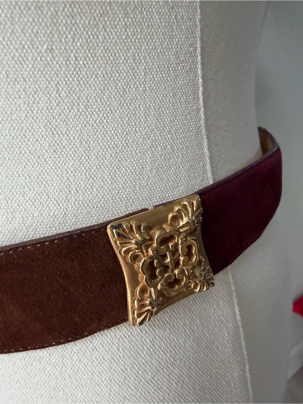Vintage Brighton Multicolor Colorblock Suede Statement Brass Belt Sz Medium USA - Picture 5 of 15
